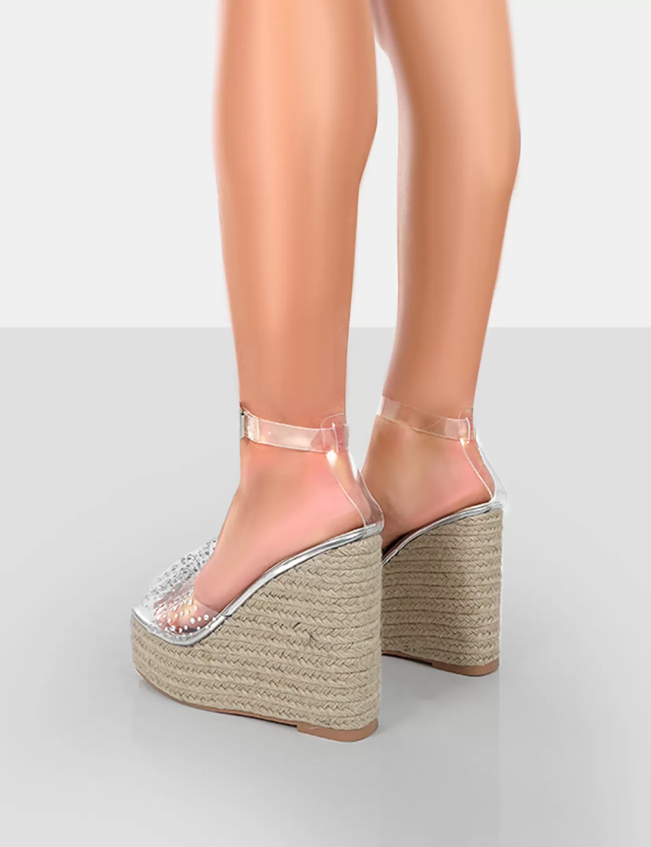 Public Desire Ocean Beach Patent Bow Platform Wedge Heels Nude Best Sale