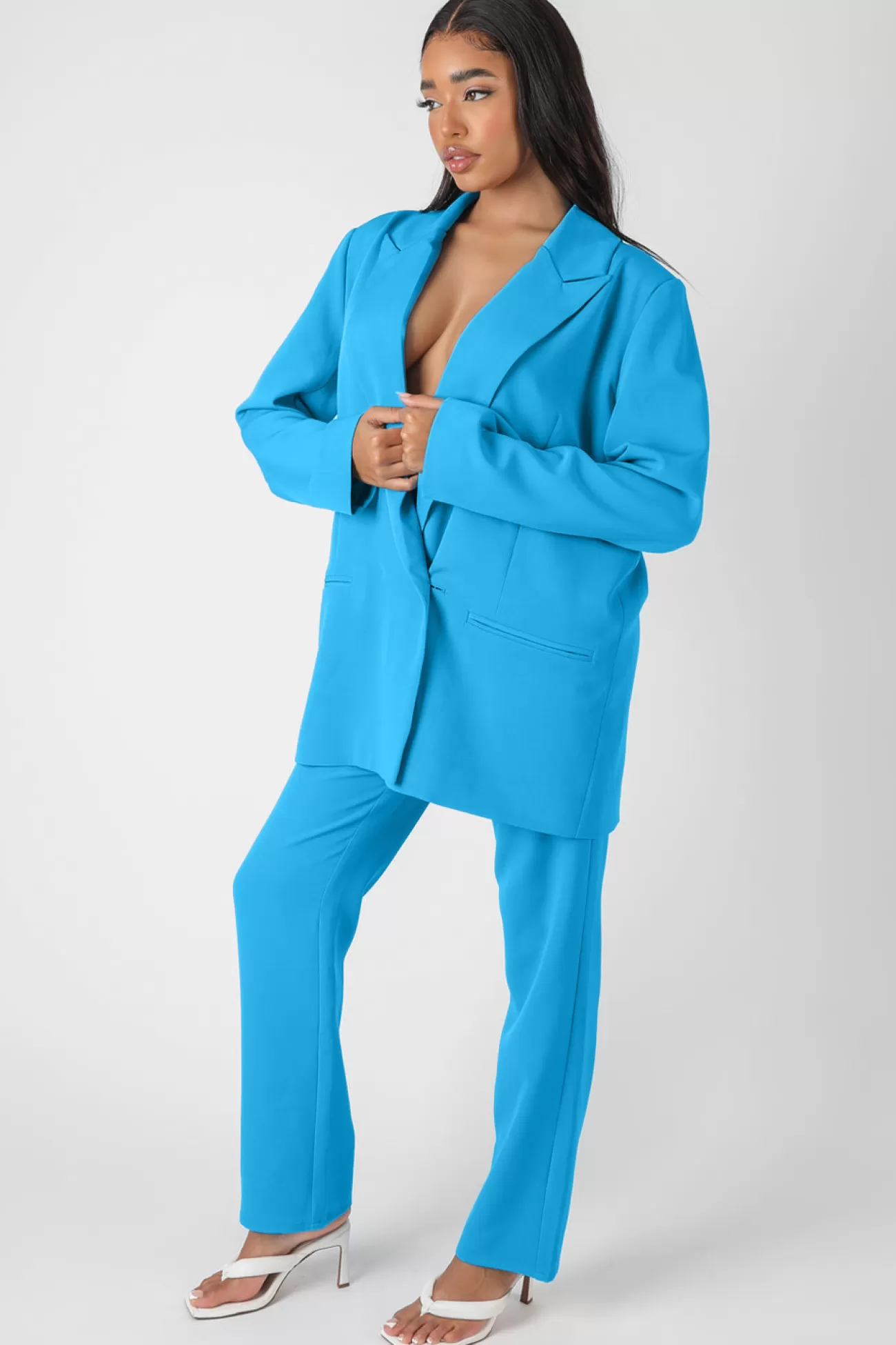 Public Desire Oversized Blazer Blue Sale
