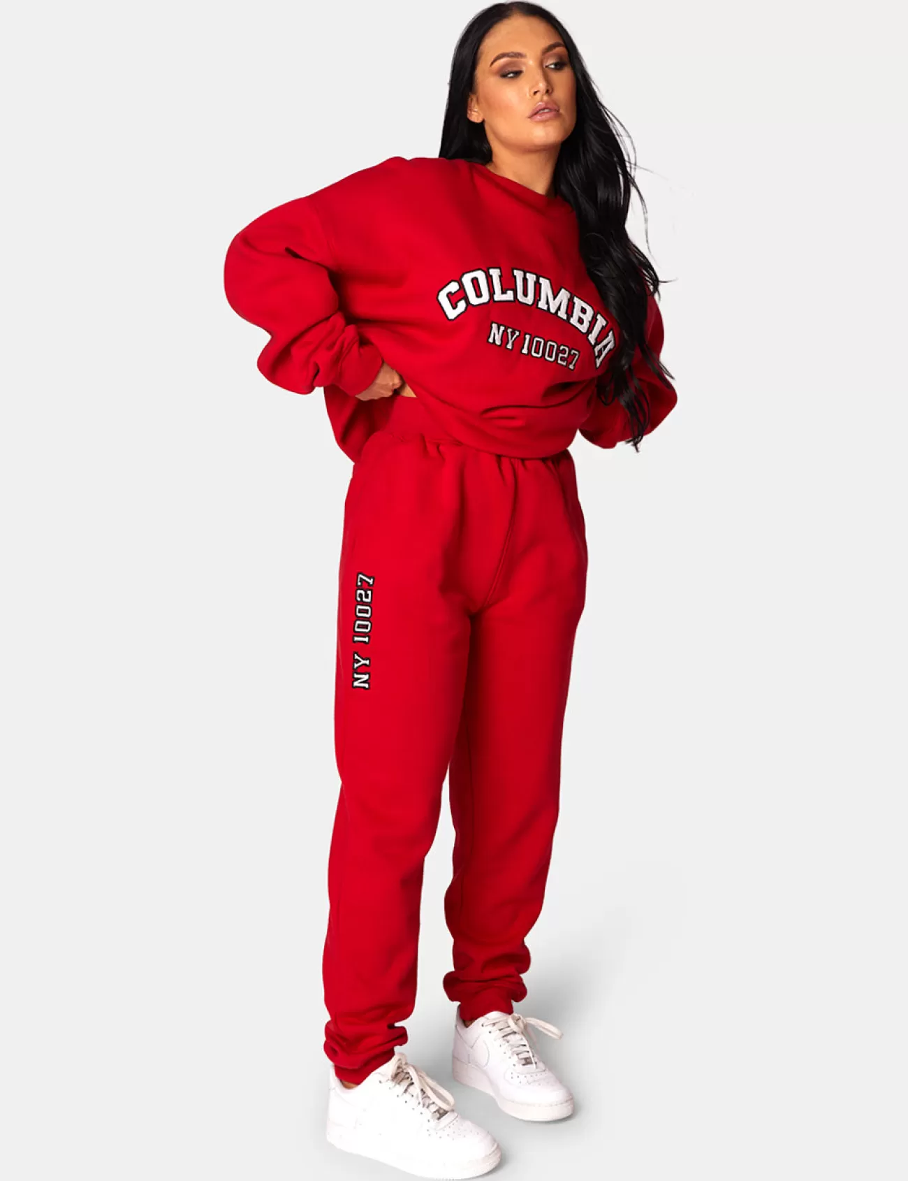 Public Desire Oversized Columbia Embroide Slogan 90S Joggers Red Outlet