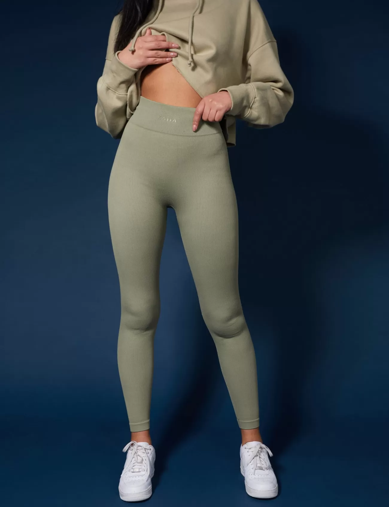 Public Desire Oversized Cropped Light Sweat Hoodie Khaki Discount