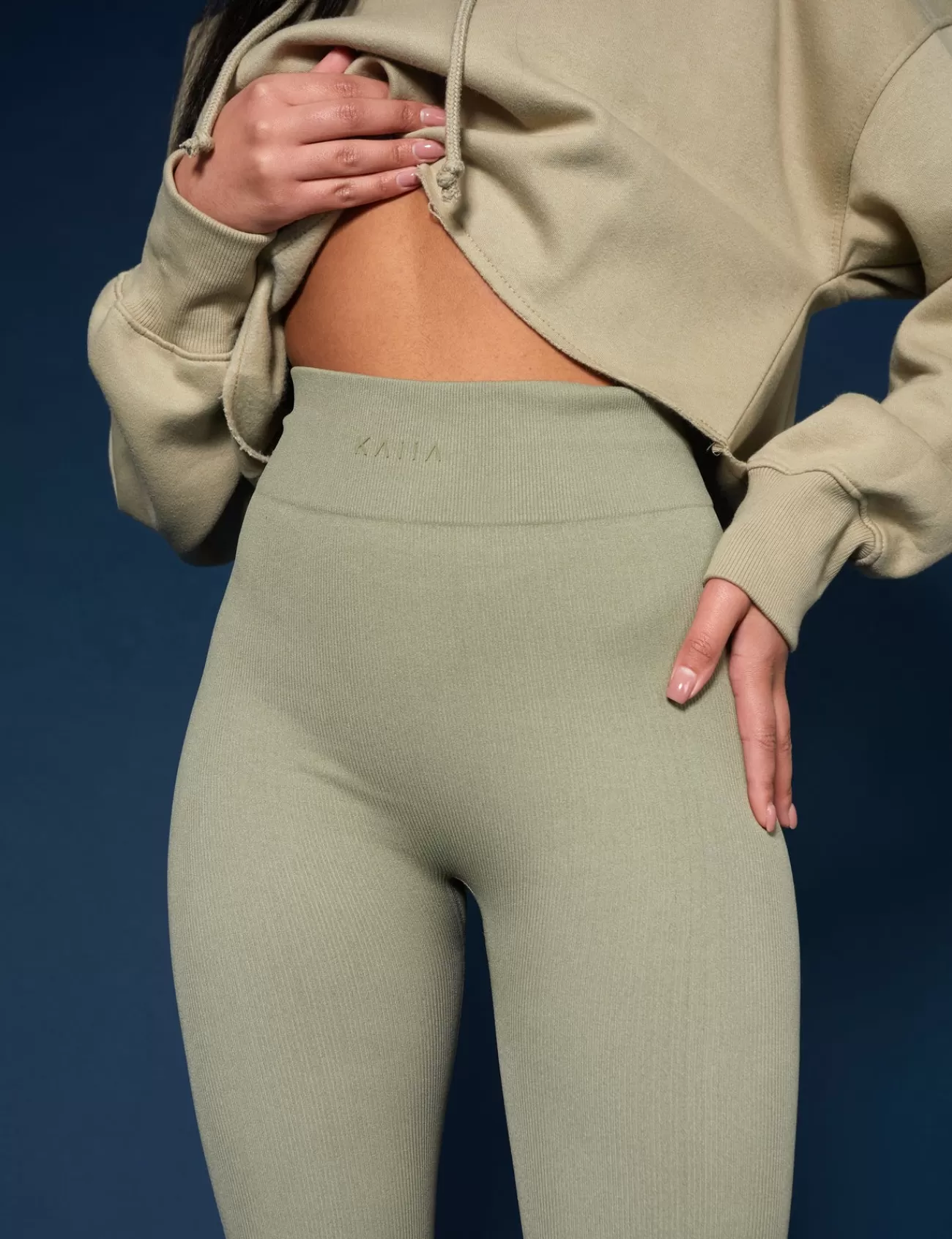 Public Desire Oversized Cropped Light Sweat Hoodie Khaki Discount