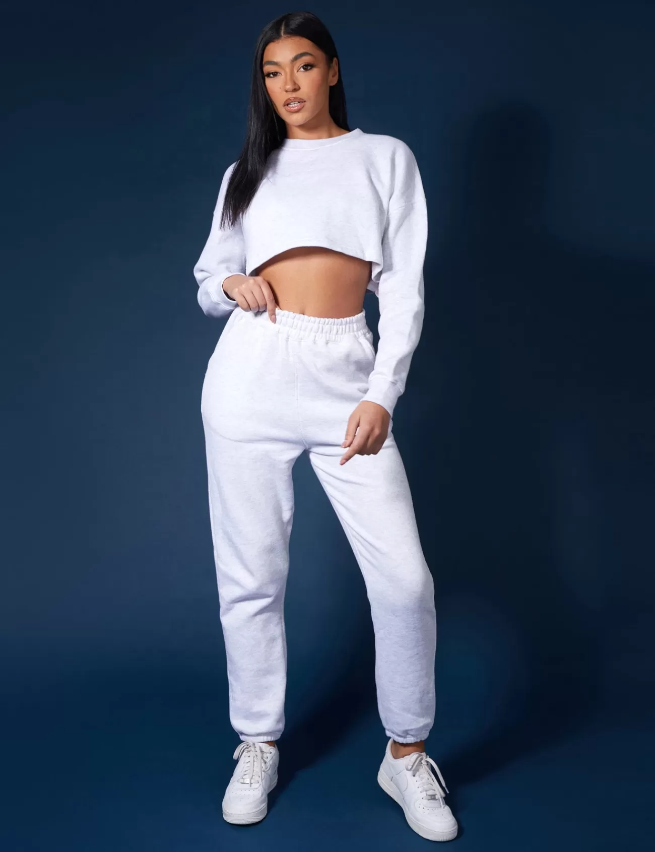 Public Desire Oversized Cropped Sweat Marl Oatmeal Online