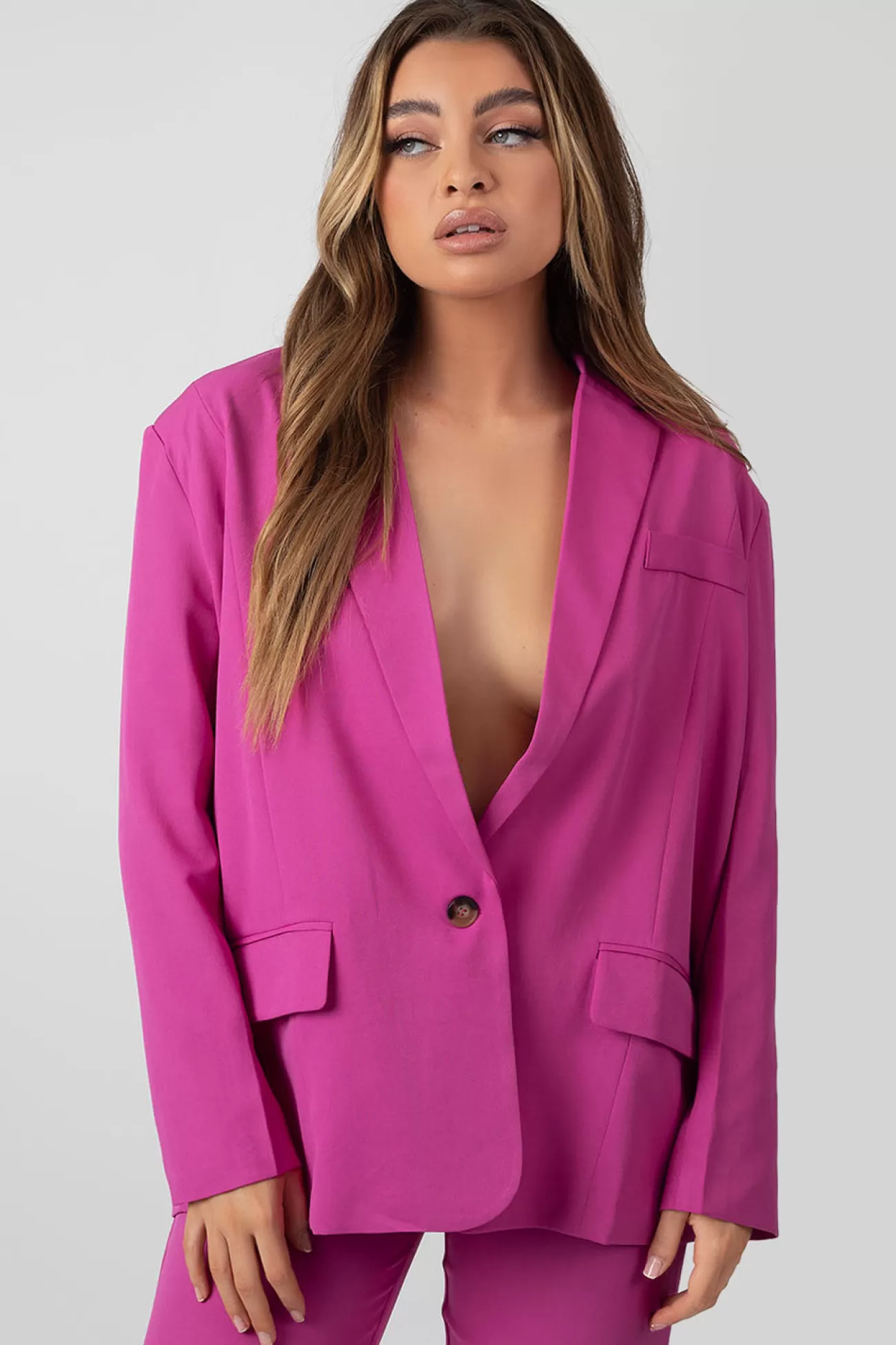 Public Desire Oversized Dad Blazer Pink Outlet
