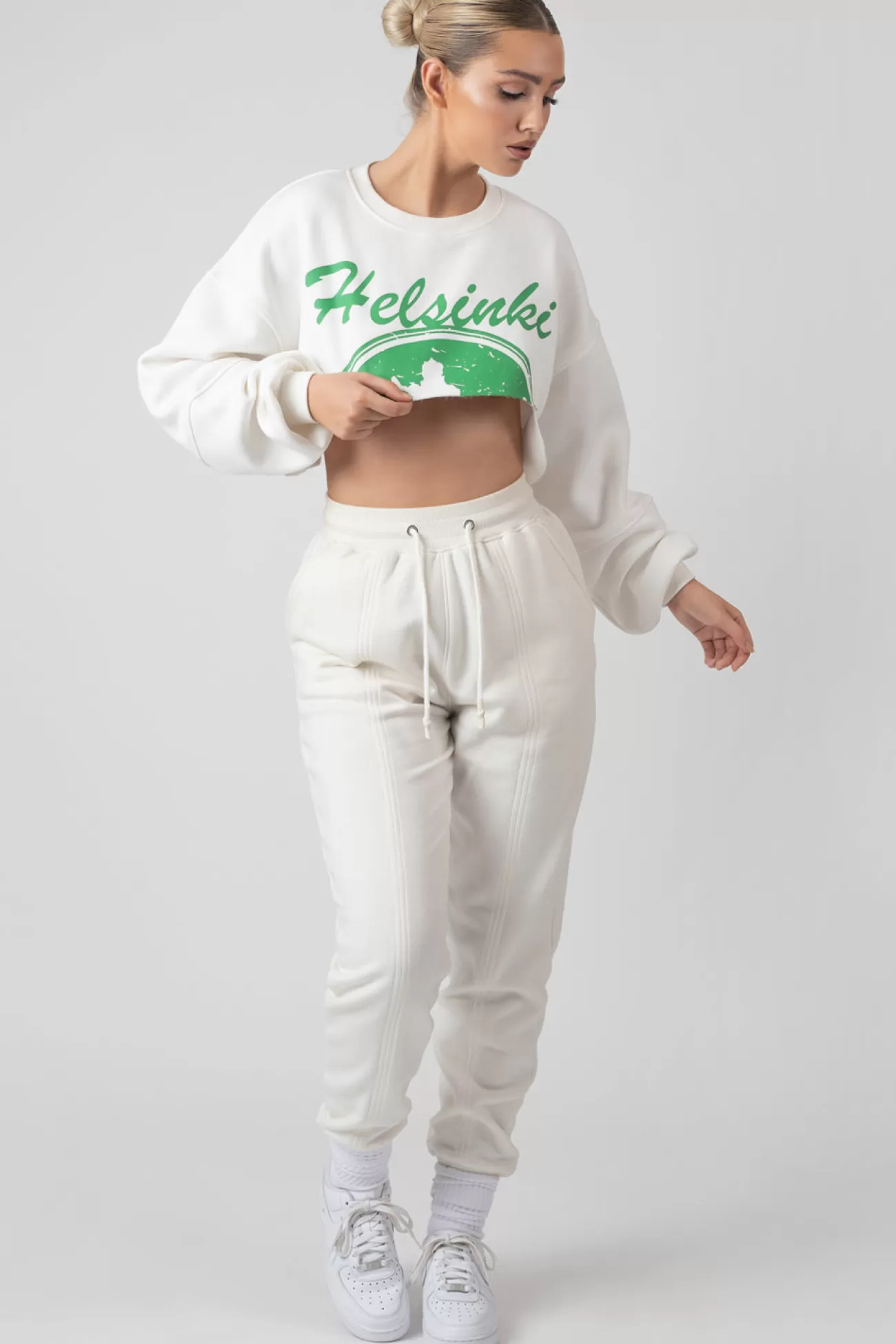 Public Desire Oversized Extreme Cropped Sweat Ivory Flash Sale