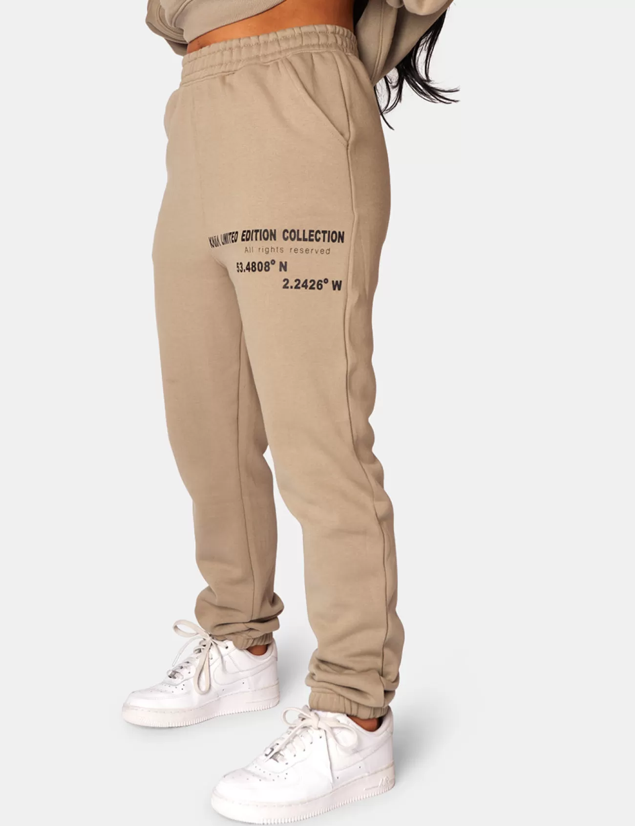 Public Desire Oversized Fit Printed Joggers Elm Khaki Flash Sale