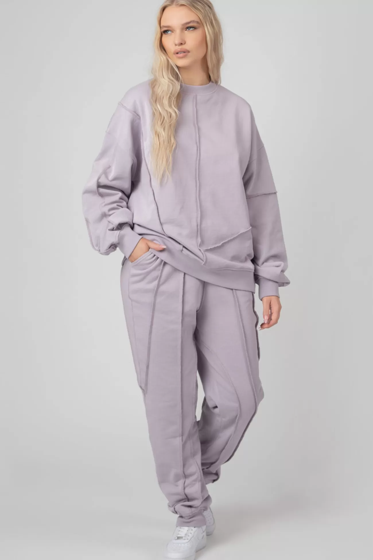 Public Desire Oversized Fit Raw Edge Joggers Lilac Flash Sale