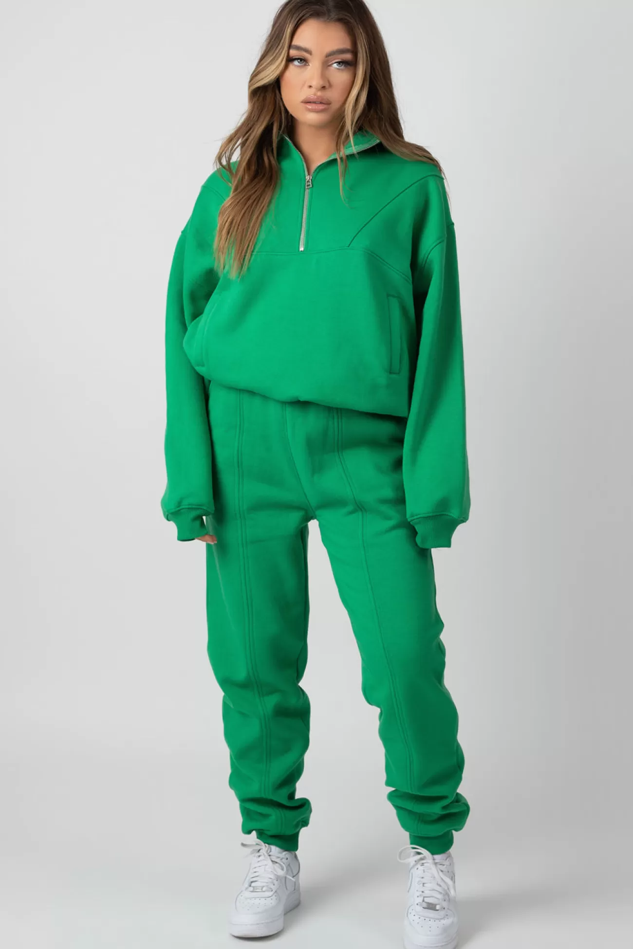 Public Desire Oversized Fit Seam Front 90S Joggers Green Flash Sale