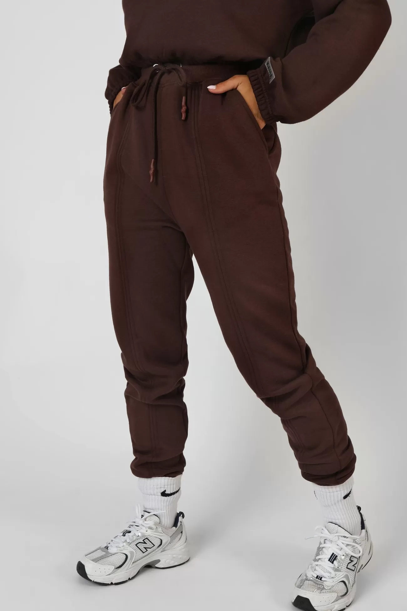 Public Desire Oversized Fit Seam Front 90S Joggers Chocolate Sale
