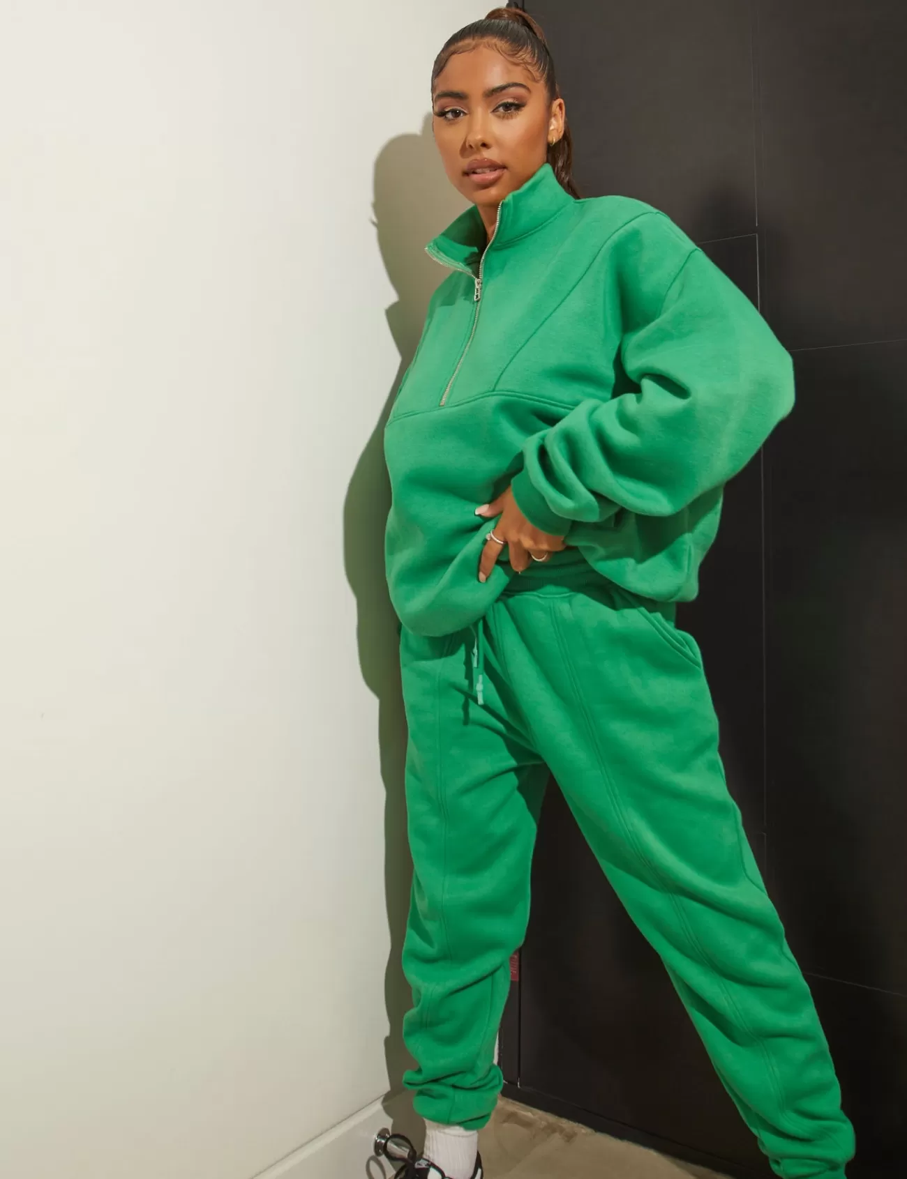 Public Desire Oversized Fit Seam Front 90S Joggers Green Flash Sale