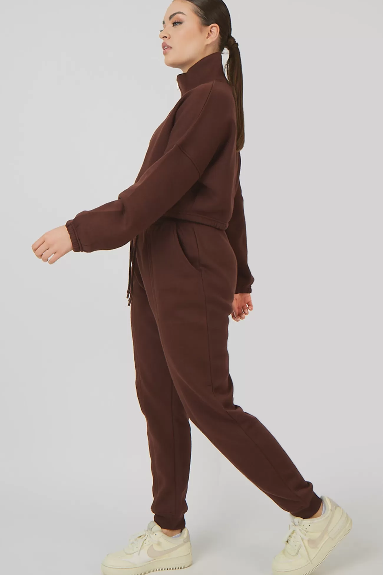 Public Desire Oversized Fit Seam Front 90S Joggers Chocolate Sale