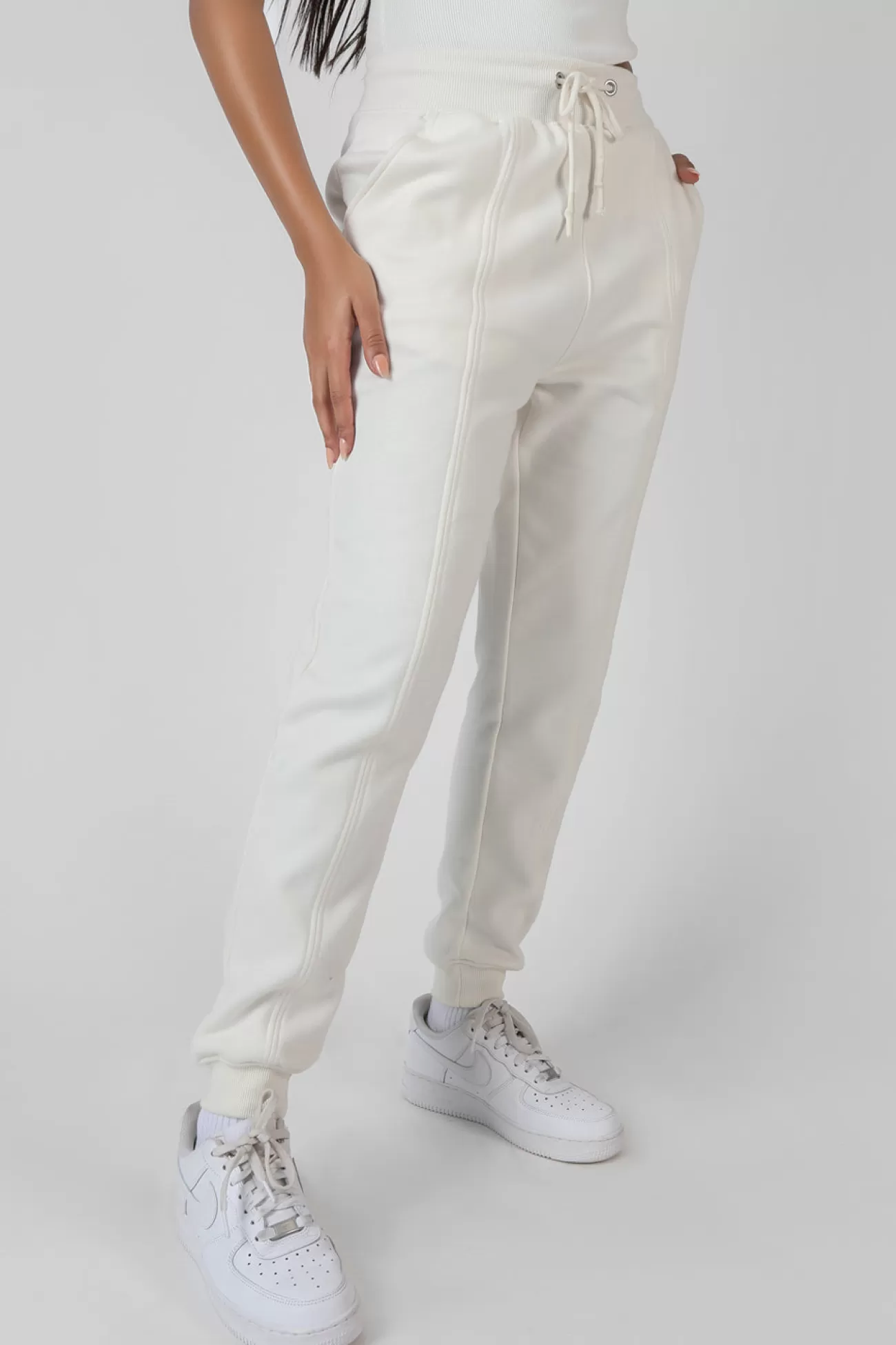 Public Desire Oversized Fit Seam Front 90S Joggers Ecru White Cheap
