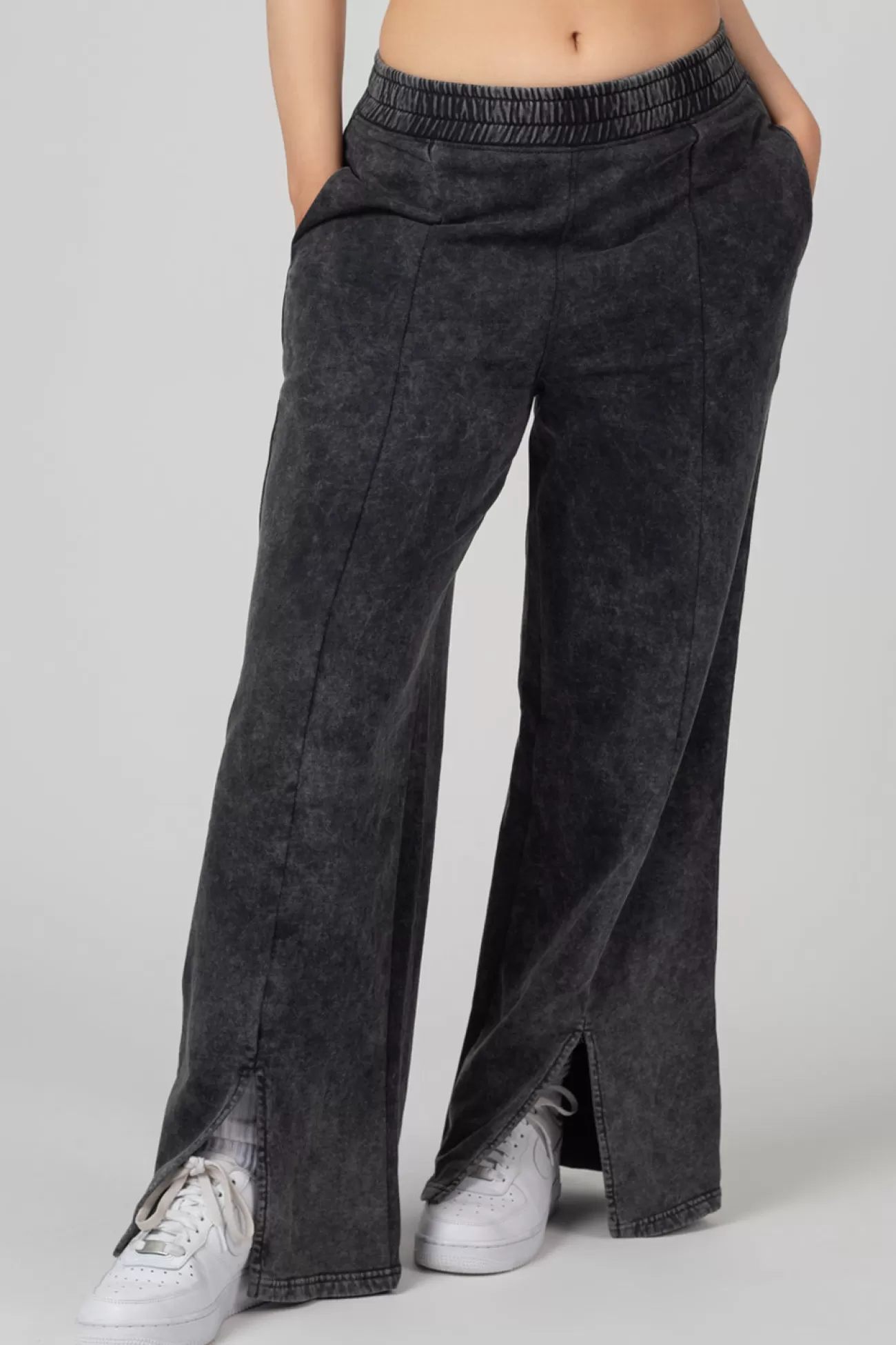 Public Desire Oversized Fit Split Front Seam Detail Wide Leg Joggers Acid Wash Grey Cheap