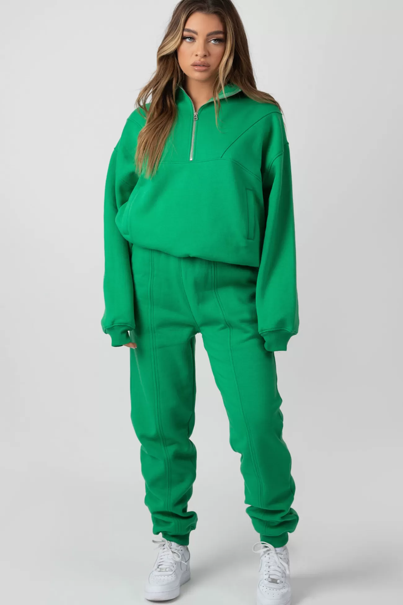 Public Desire Oversized Half Zip Pullover Sweat Green Online