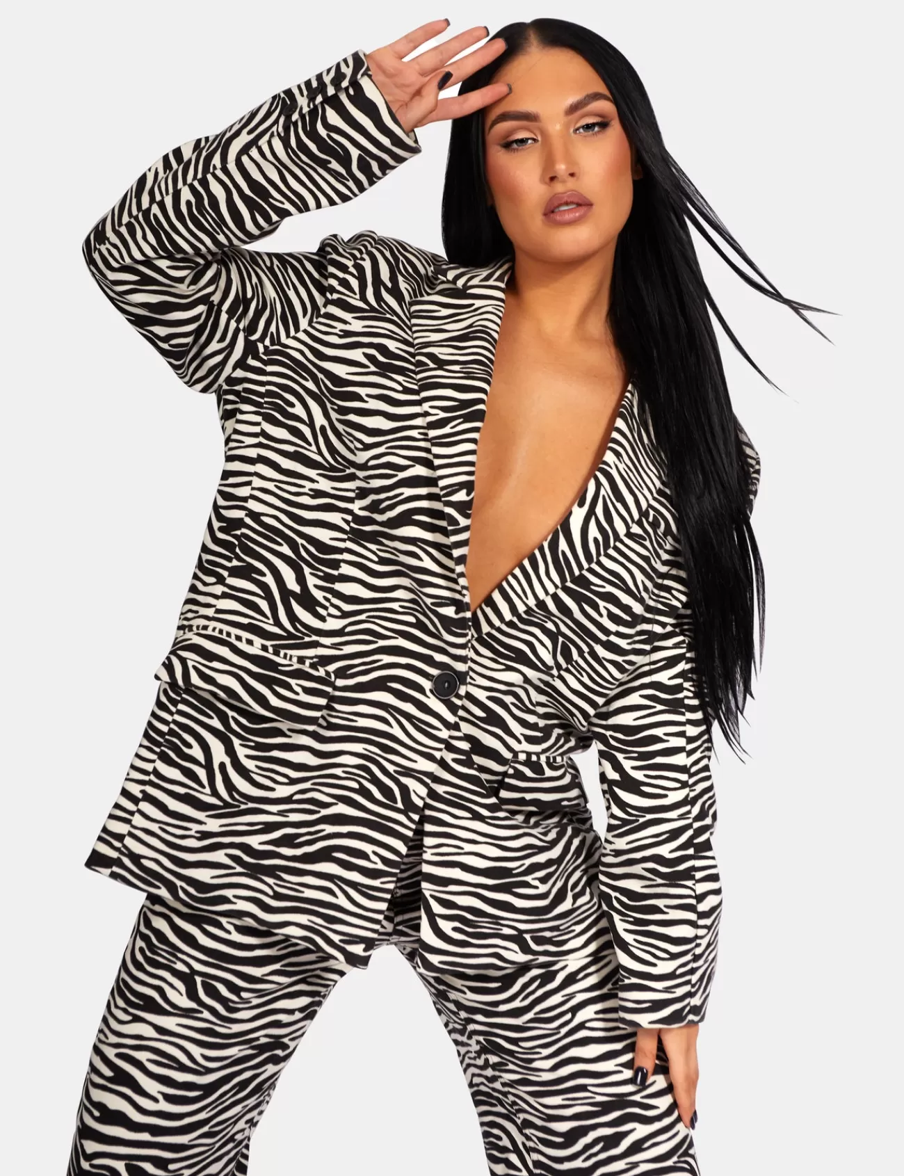 Public Desire Oversized Relaxed Blazer Zebra Fashion