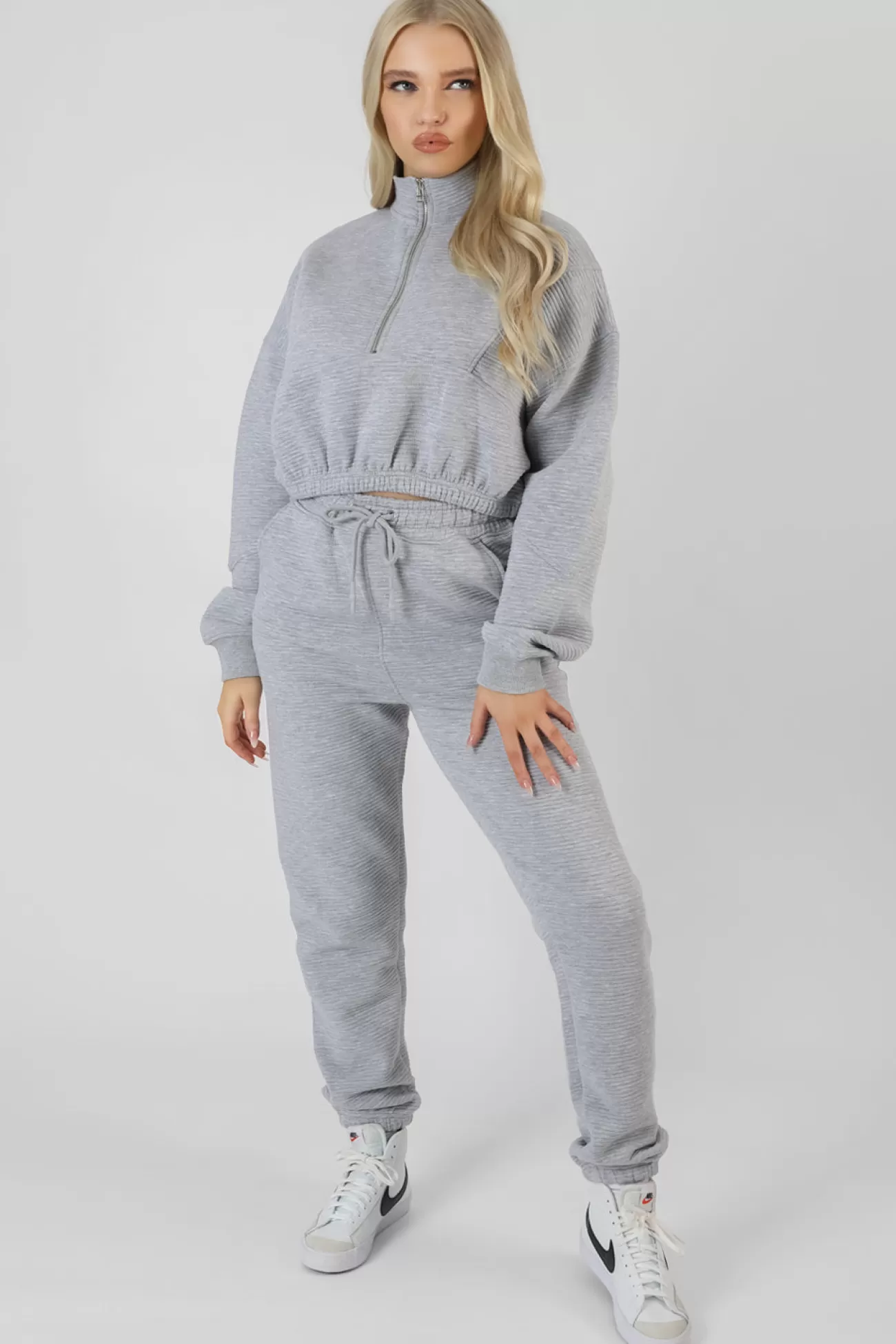 Public Desire Oversized Rib 90's Joggers Marl Grey Flash Sale