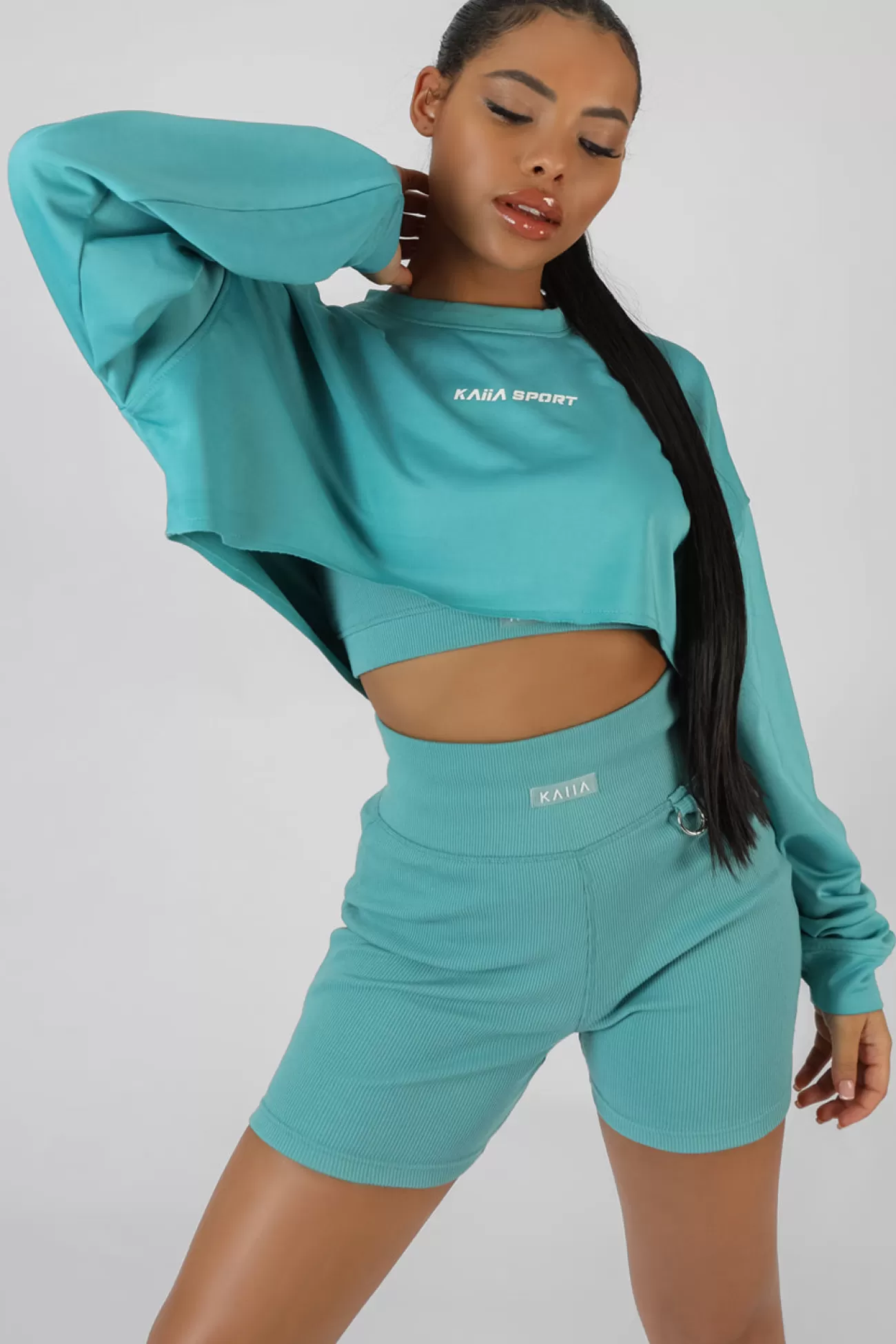 Public Desire Oversized Super Cropped Kaiia Sport Sweatshirt Blue Cheap