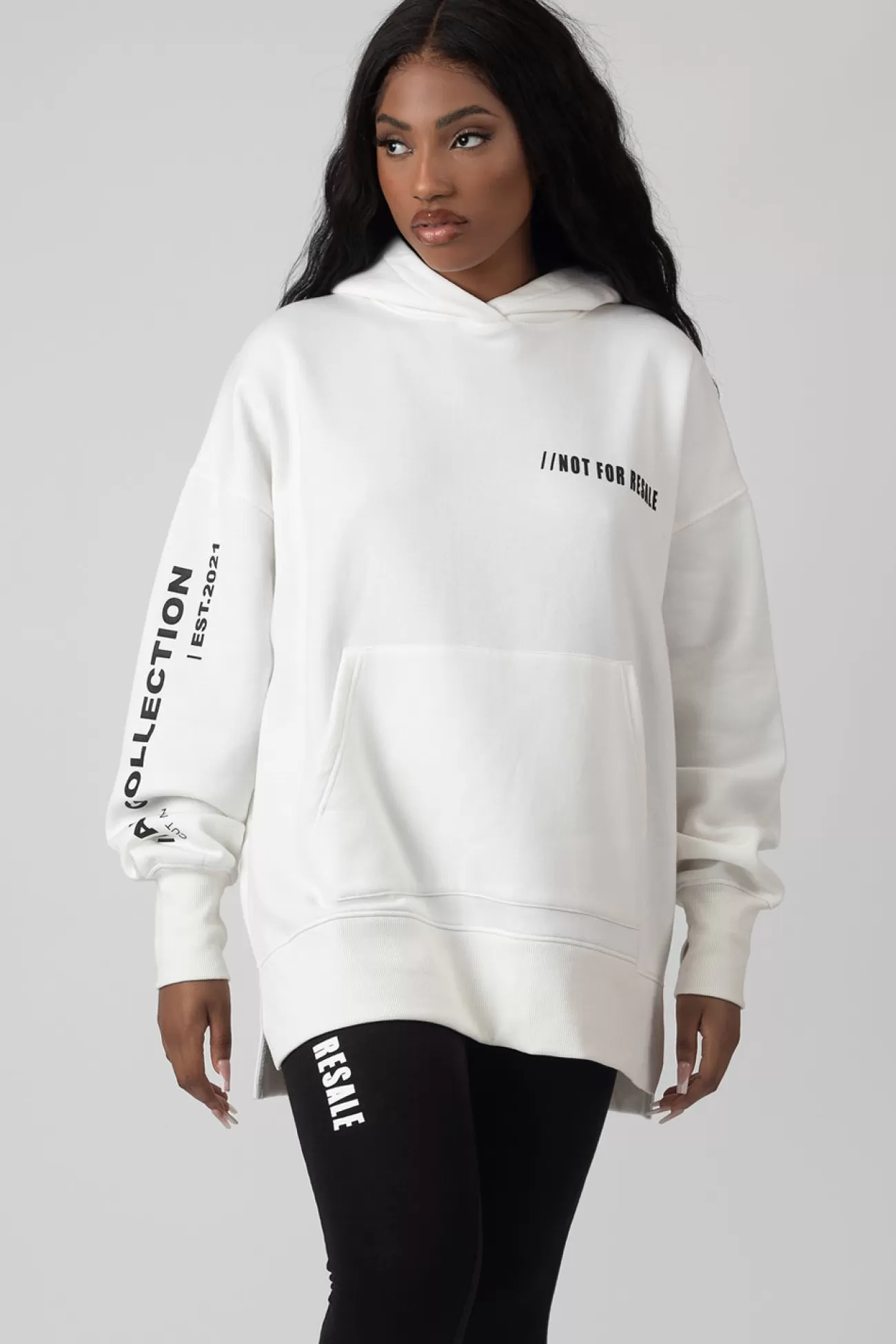 Public Desire Oversized Text Hoody Ecru Cheap
