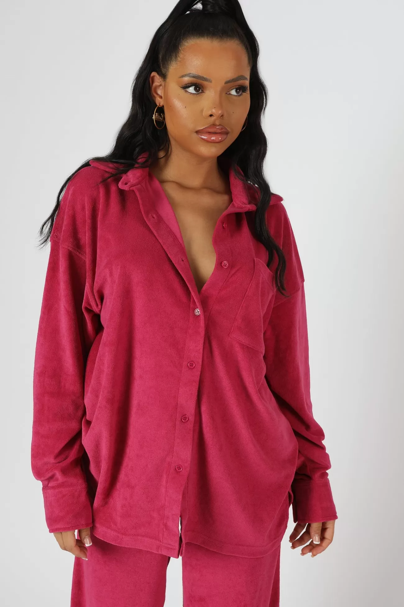 Public Desire Oversized Towelling Shirt Pink Best