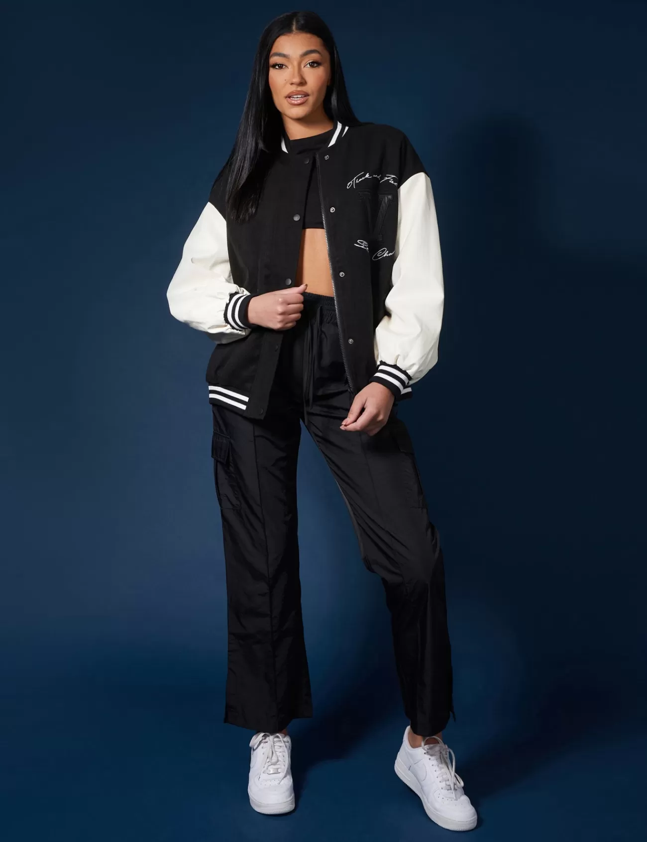 Public Desire Oversized Varsity Jacket Black Best