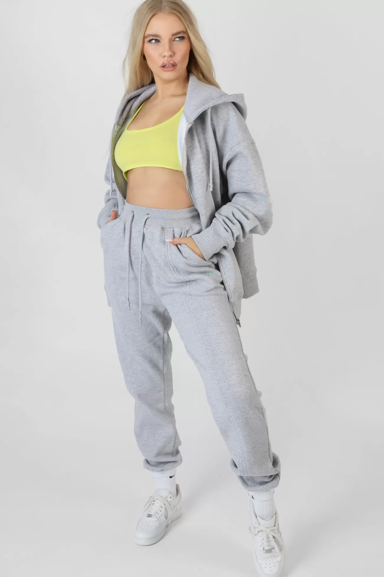 Public Desire Oversized Zip Through Hoodie Grey Marl Fashion