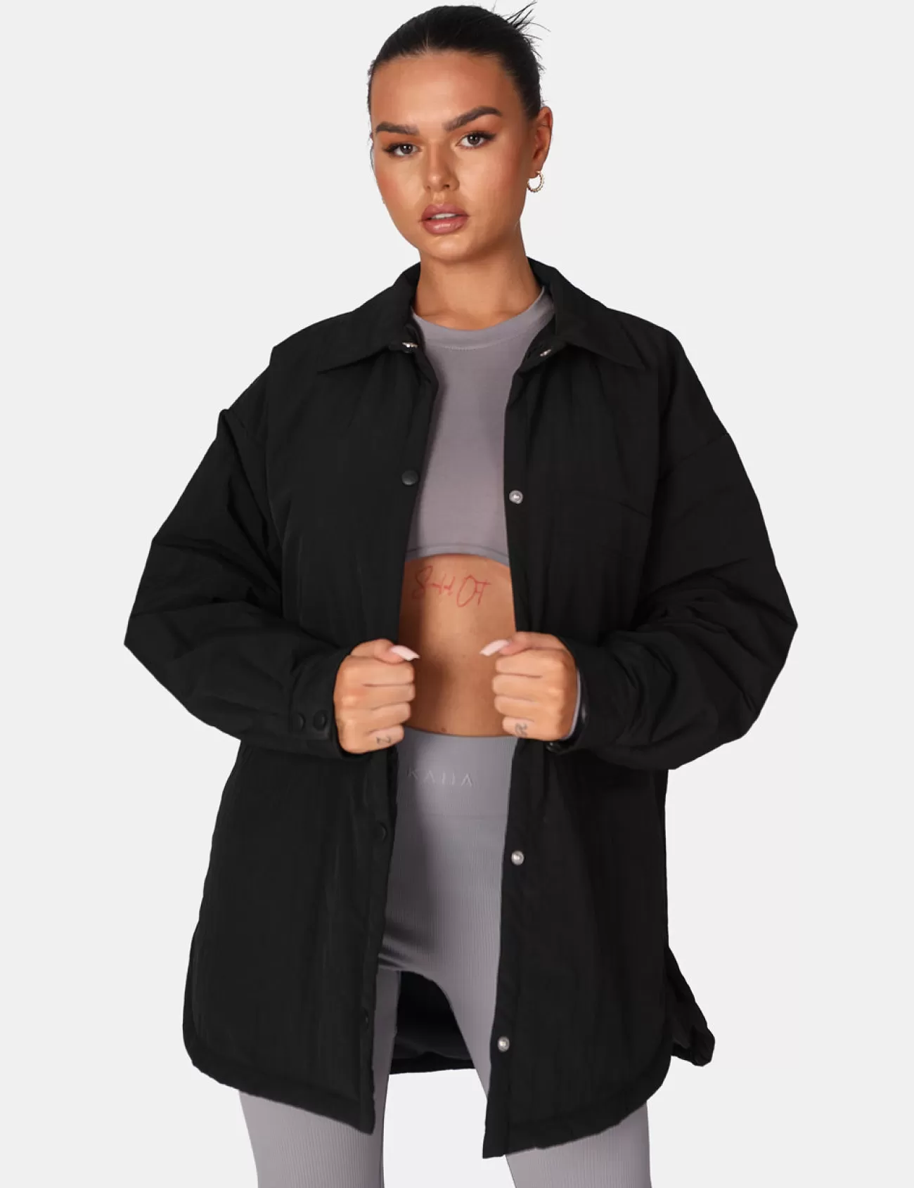 Public Desire Padded Oversized Shacket Black Outlet