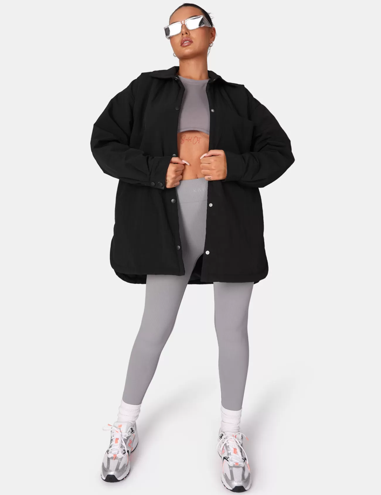 Public Desire Padded Oversized Shacket Black Outlet