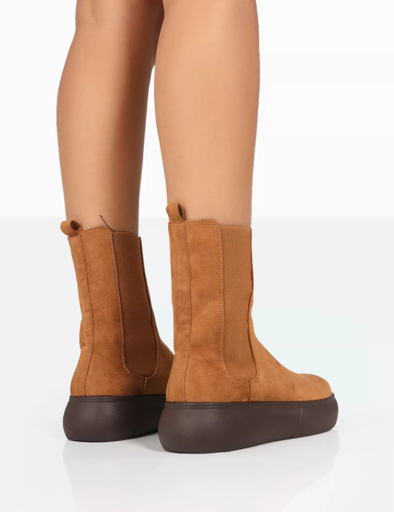 Public Desire Pisa Chunky Rubber Sole Chelsea Boots Tan New