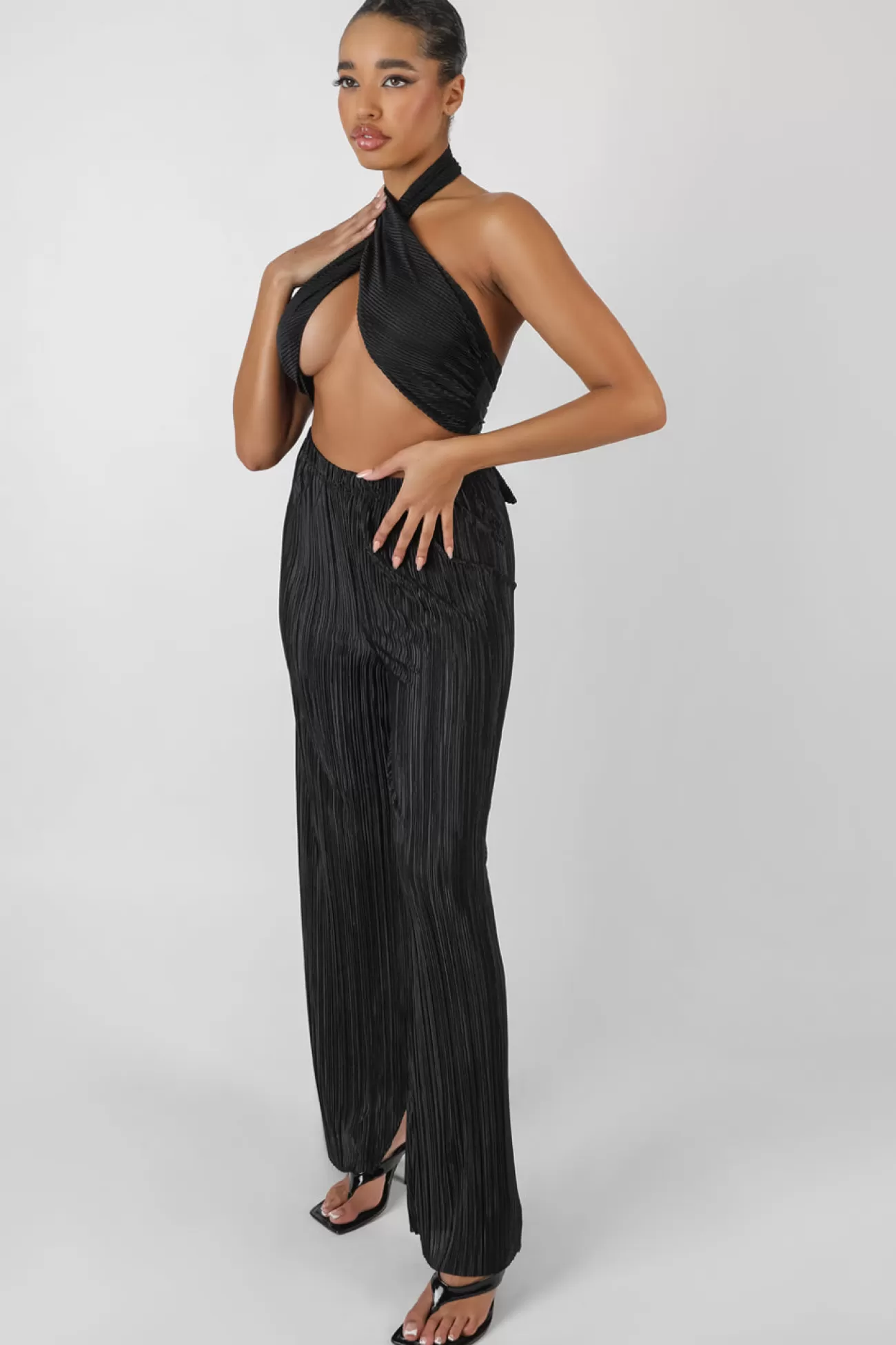 Public Desire Plisse Trouser Black Discount