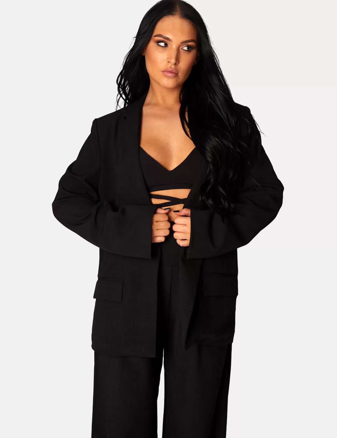 Public Desire Premium Obi Belt Blazer Black Hot