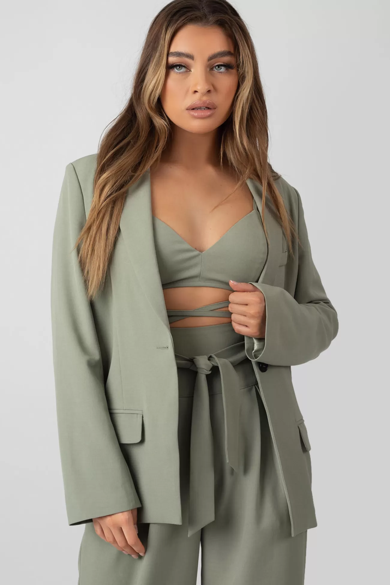 Public Desire Premium Obi Belt Blazer Sage Best
