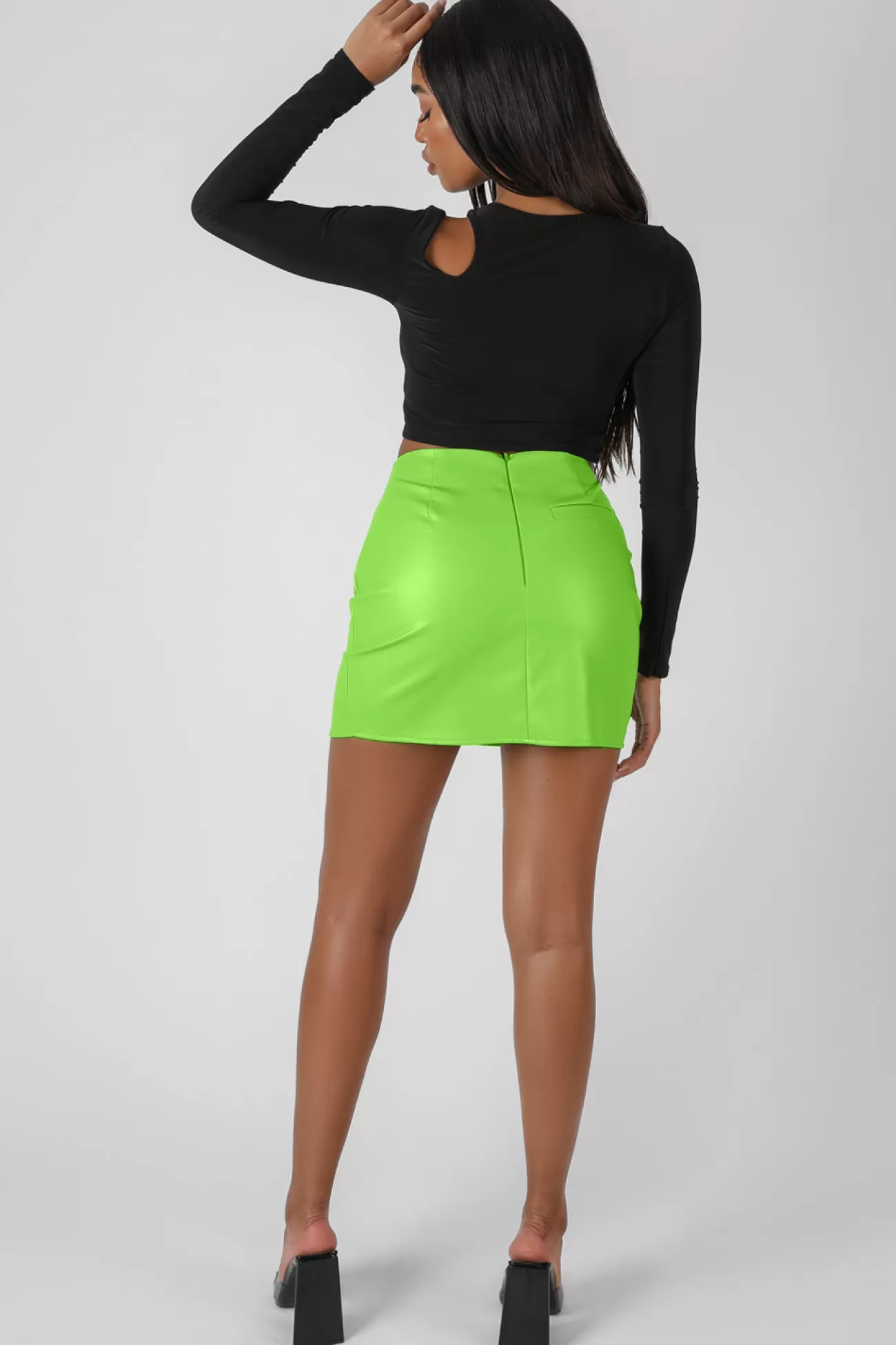 Public Desire Pu Mini Skirt Green Discount