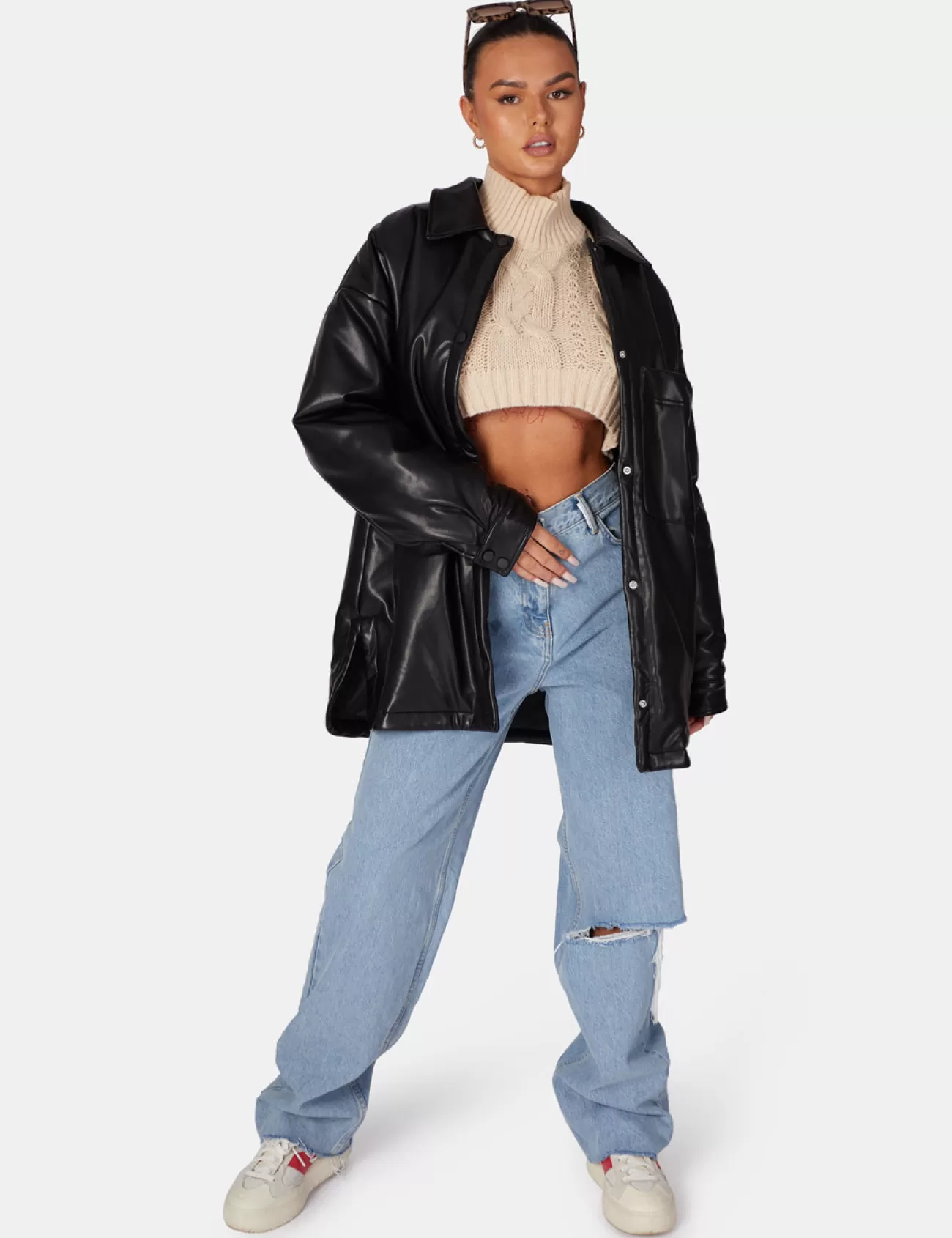 Public Desire Pu Padded Shacket Black Best