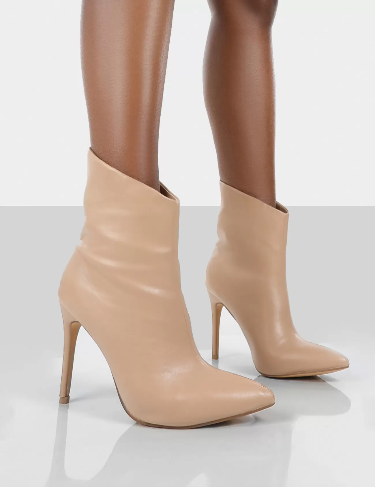 Public Desire Quinn Patent Heeled Stiletto Ankle Boots Nude Best Sale