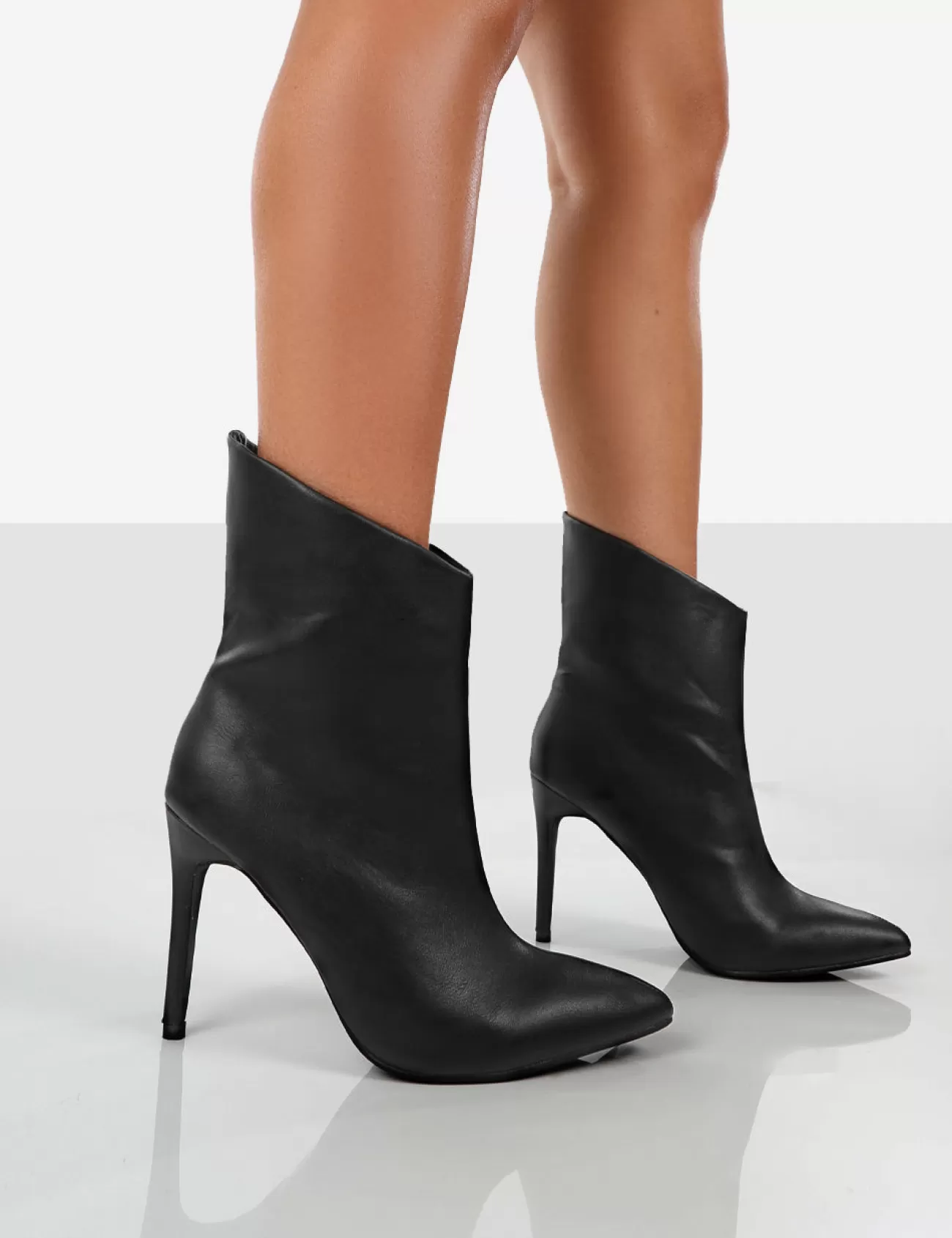 Public Desire Quinn Pu Heeled Stiletto Ankle Boots Black Shop