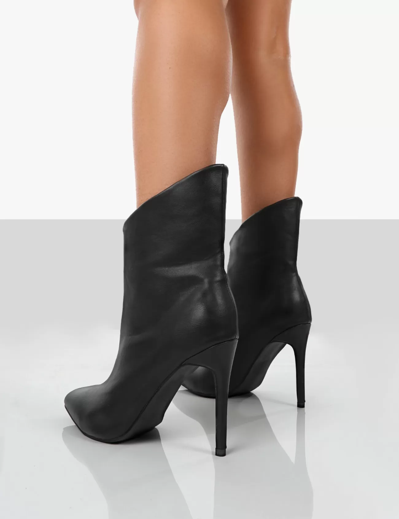 Public Desire Quinn Pu Heeled Stiletto Ankle Boots Black Shop