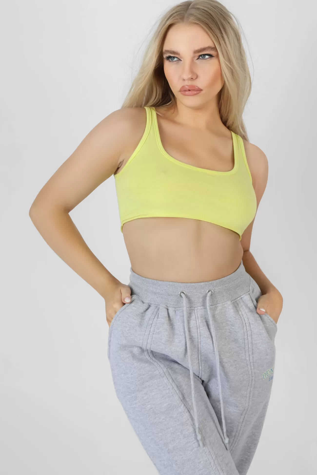 Public Desire Raw Hem Scoop Neck Crop Top Lime Discount