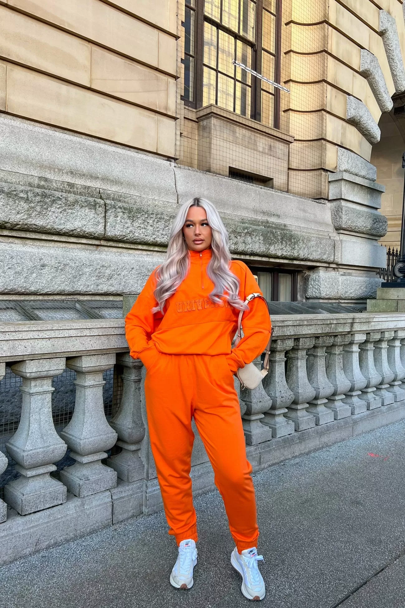 Public Desire Reverse Panel Relaxed Joggers Orange Sale