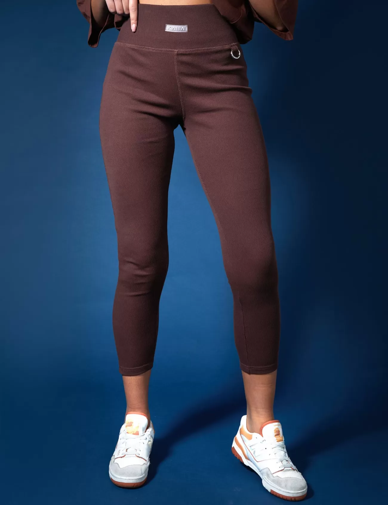 Public Desire Ribbed Kaiia Sport Leggings Chocolate Sale