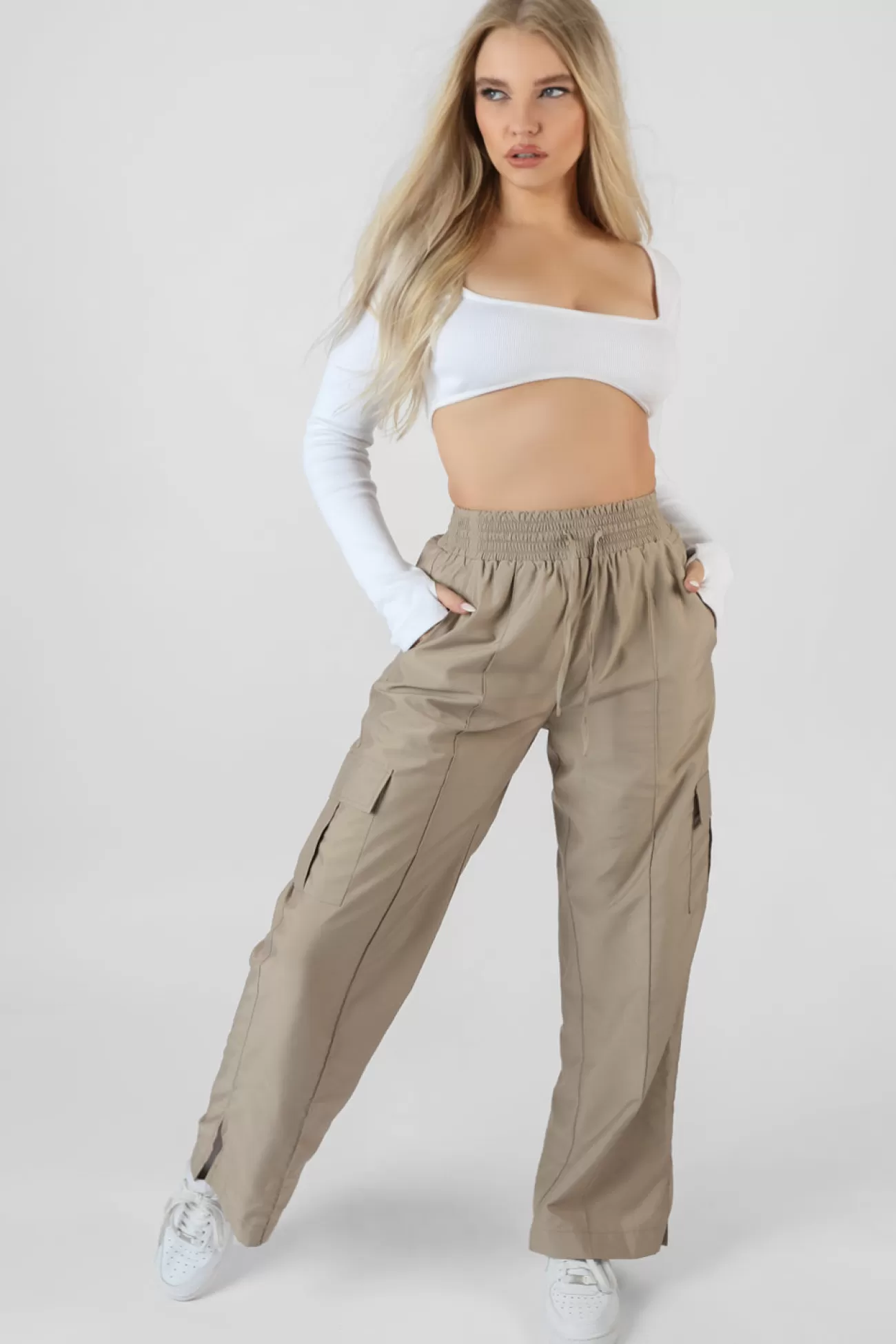 Public Desire Ribbed Underbust Square Neck Crop Top White Discount