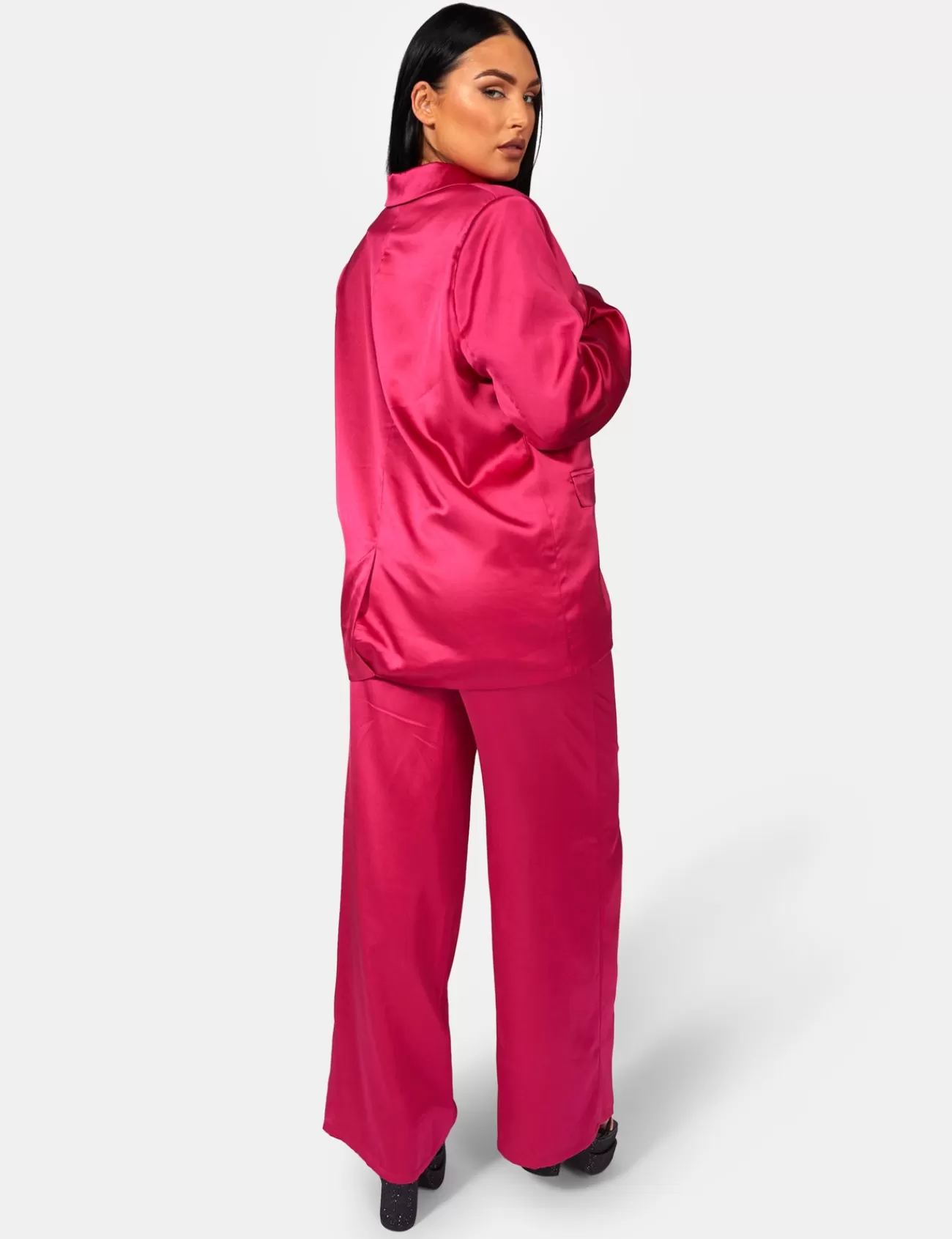 Public Desire Satin Dad Blazer Pink Sale