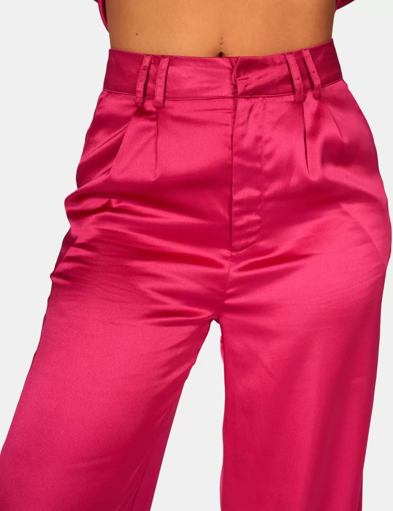 Public Desire Satin Wide Leg Tailored Trousers Pink Cheap
