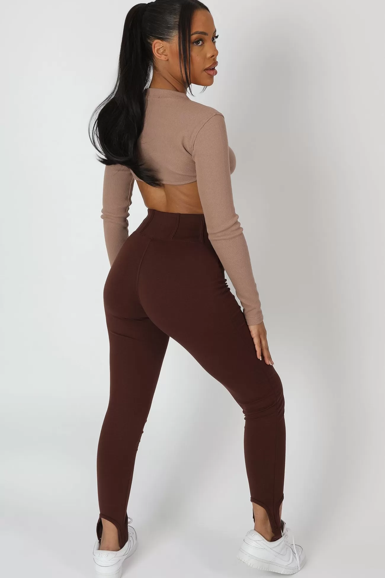 Public Desire Scoop Stirrup Corset Legging Chocolate Brown Sale