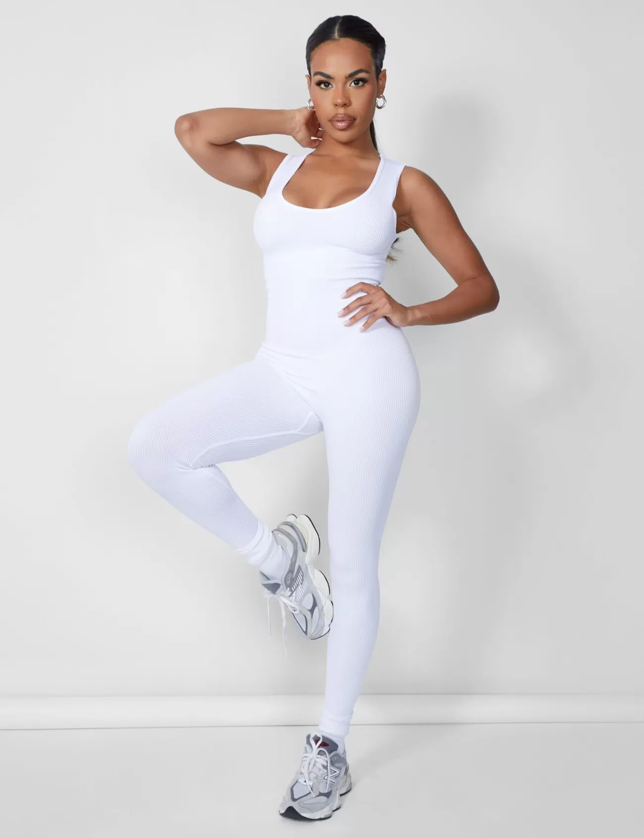 Public Desire Seamless V Front Sleeveless Unitard White Cheap