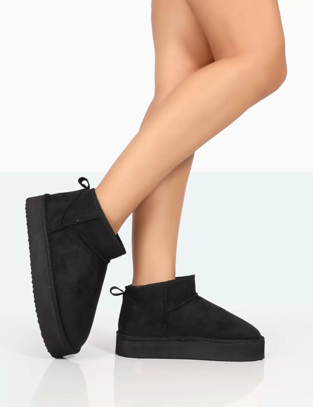 Public Desire Shorty Black Faux Suede Ultra Mini Chunky Ankle Boot Flash Sale