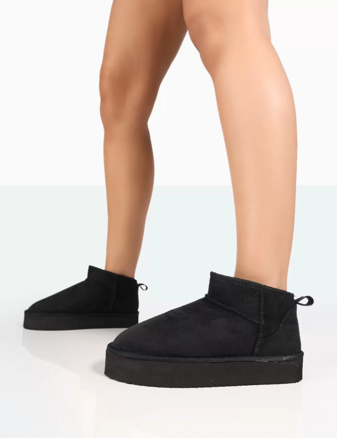 Public Desire Shorty Black Faux Suede Ultra Mini Chunky Ankle Boot Flash Sale