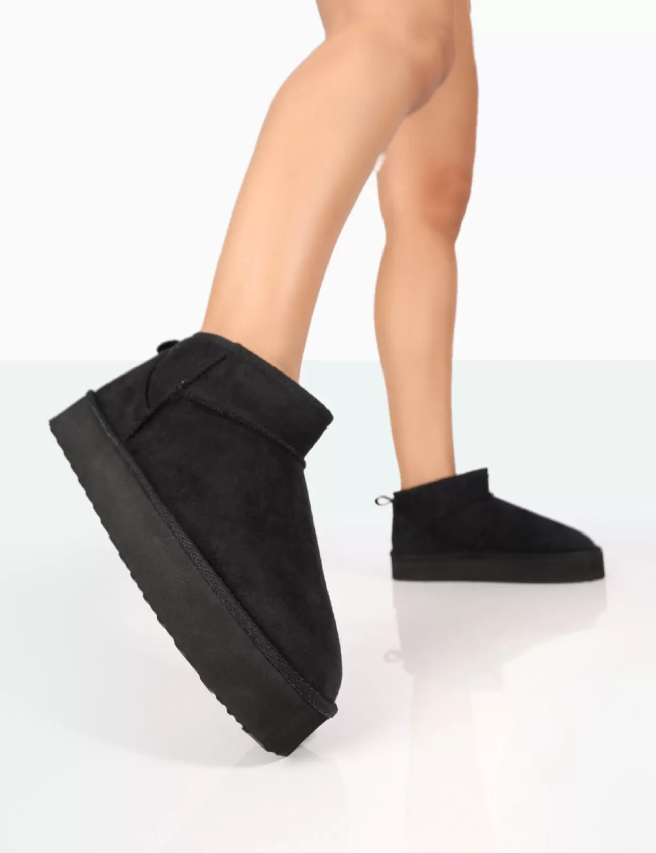 Public Desire Shorty Black Faux Suede Ultra Mini Chunky Ankle Boot Flash Sale