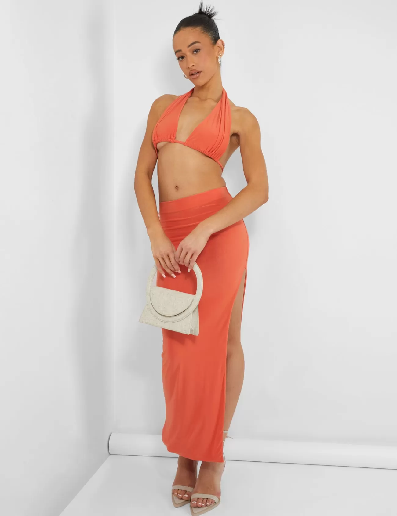 Public Desire Slinky Midaxi Skirt Orange Best