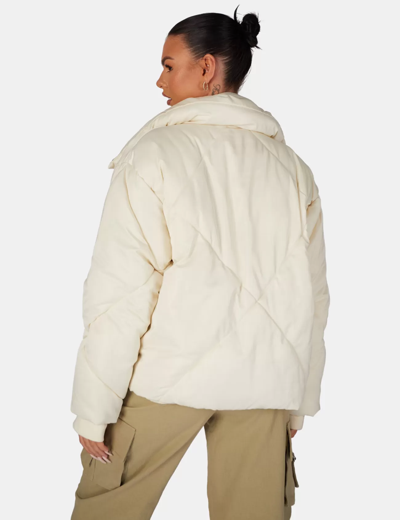 Public Desire Soft Touch Quilted Puffer Jacket Ecru Best Sale