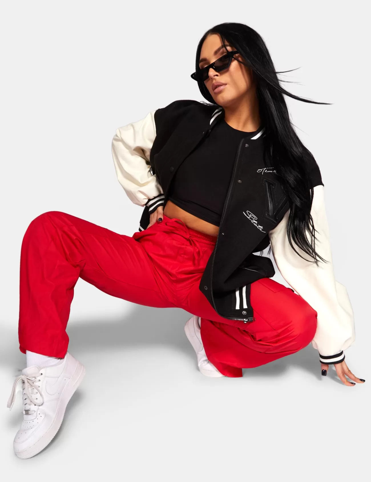 Public Desire Split Hem Cargo Trousers Red Hot