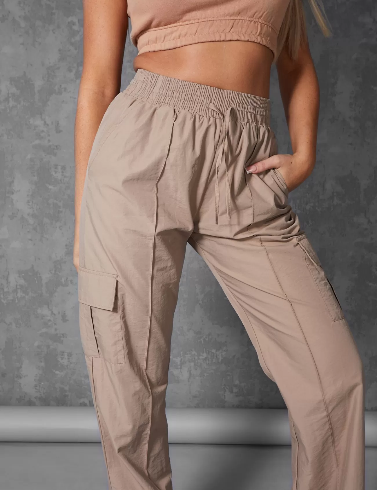 Public Desire Split Hem Cargo Trousers Stone Flash Sale